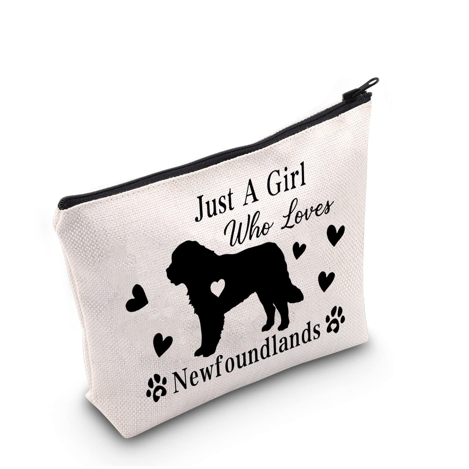 G2TUP Newfoundland Lover Gift Who Loves Newfoundlands Makeup Bag Newfoundland Dog Owner Gift Travel Bag (Loves Newfoundlands White Bag)
