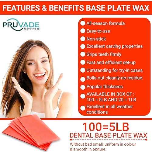 Miniatura 6 de Pruvade Cera para placa base paquete de 20 unidades cera roja para morder de utilidad cera de placa base hojas de cera de fundición de dentaduras