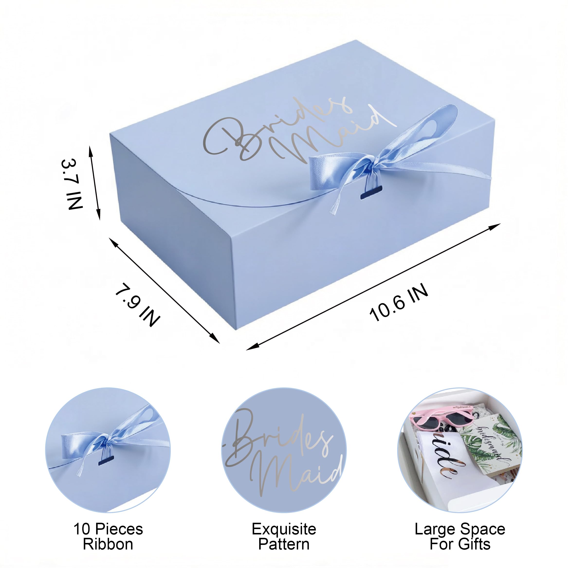 PartyGifts&beyond Confezione da 10 scatole regalo per damigella d'onore, scatole per proposte di damigella d'onore, scatola regalo per damigella d'onore (BM-azzurro)