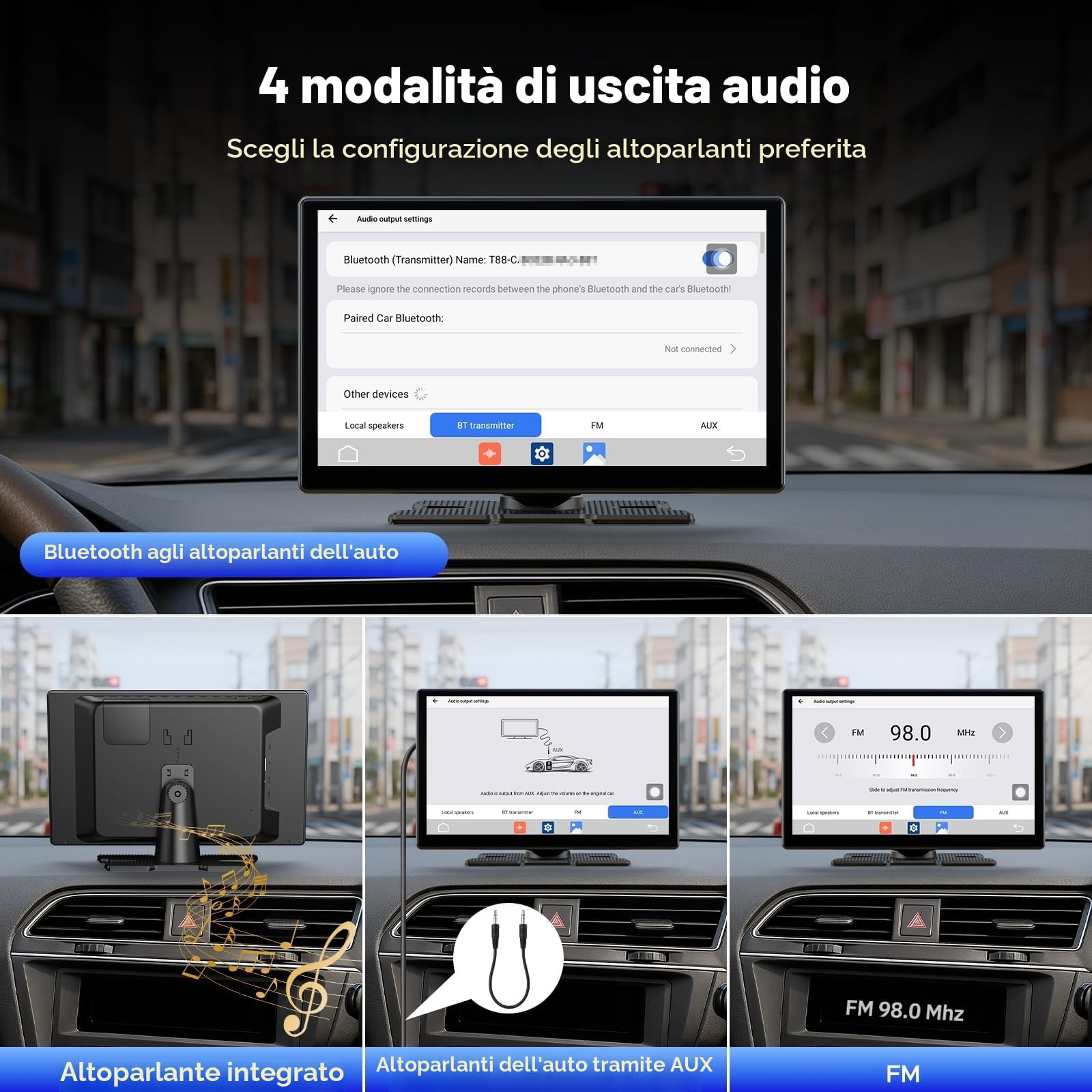 Volam schermo per auto carplay,con A-pple CarPlay e Android Auto,9" schermo,schermo carplay auto Net-flix YouTube,Telecamera Posteriore Navigazione Aggiornamento Siri/G00gle voice,iOS 10+ Android 11+