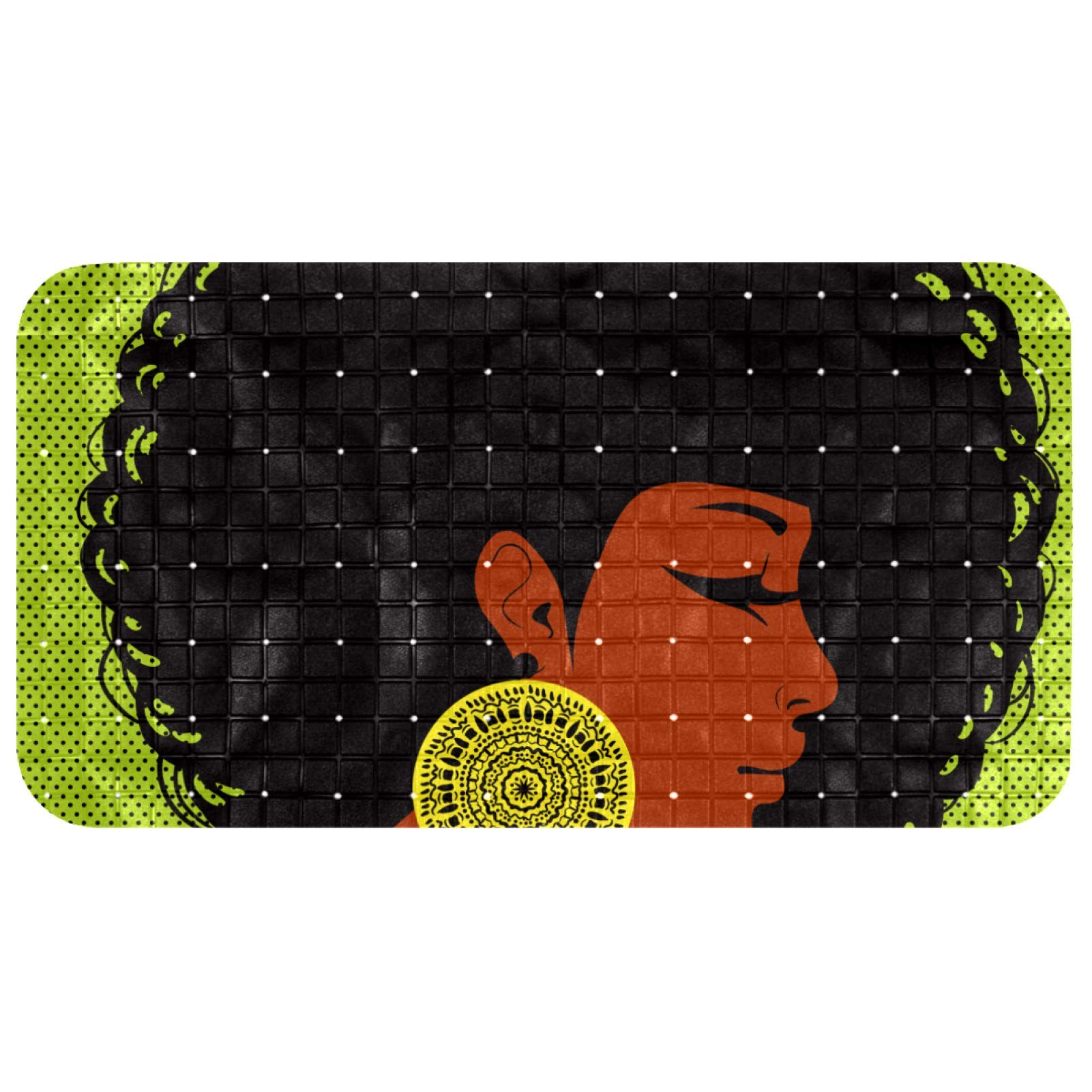 Tapis de bain antidérapant pour bébé grand format ventouse douche motif afro-américain