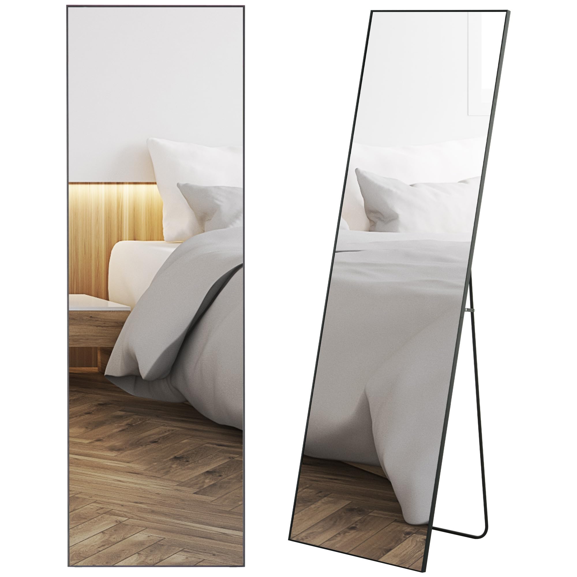 HOMCOM Full Length Glass Mirror, Freestanding or Wall Mounted Dress Mirror for Bedroom, Living Room, Bathroom, 19.75