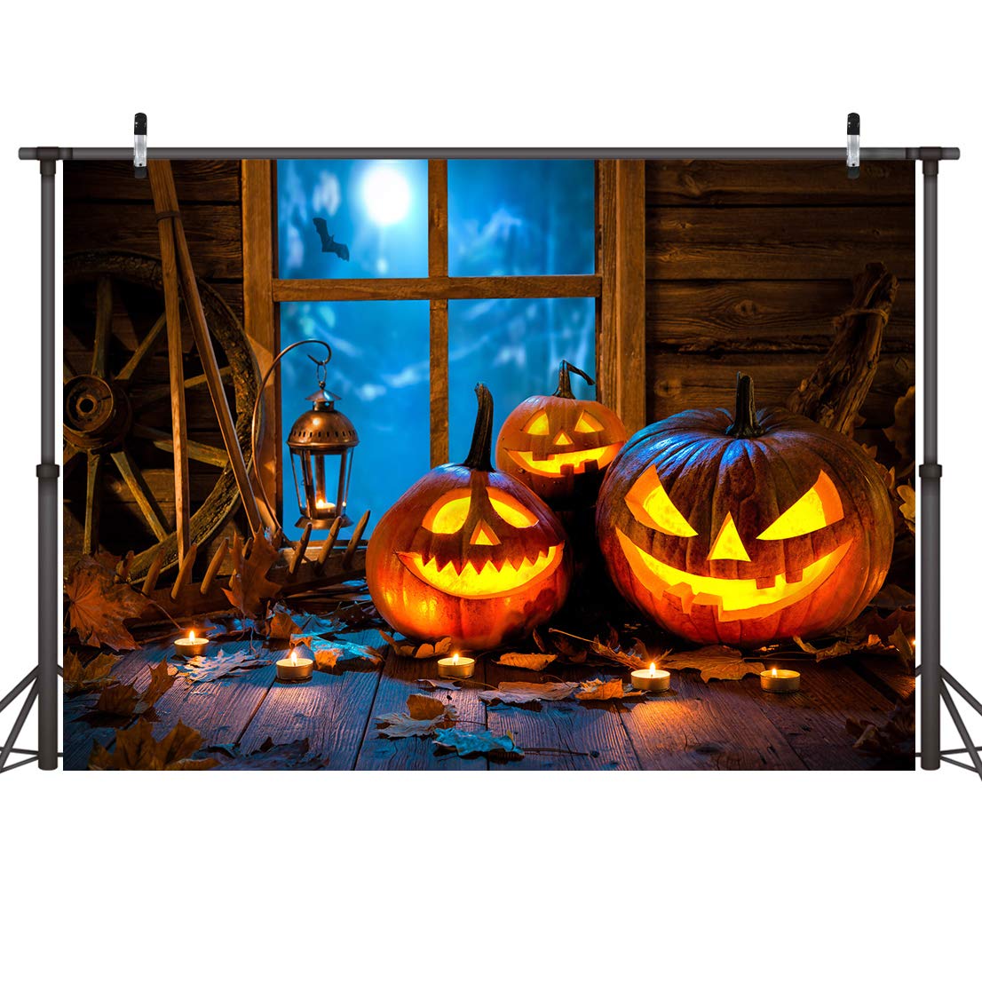 LYWYGG Halloween-Fotohintergrund – 7x5 Fuß (ca. 2,1x1,5 M), Vinyl, Mit Kürbismotiv Für Partyfotos