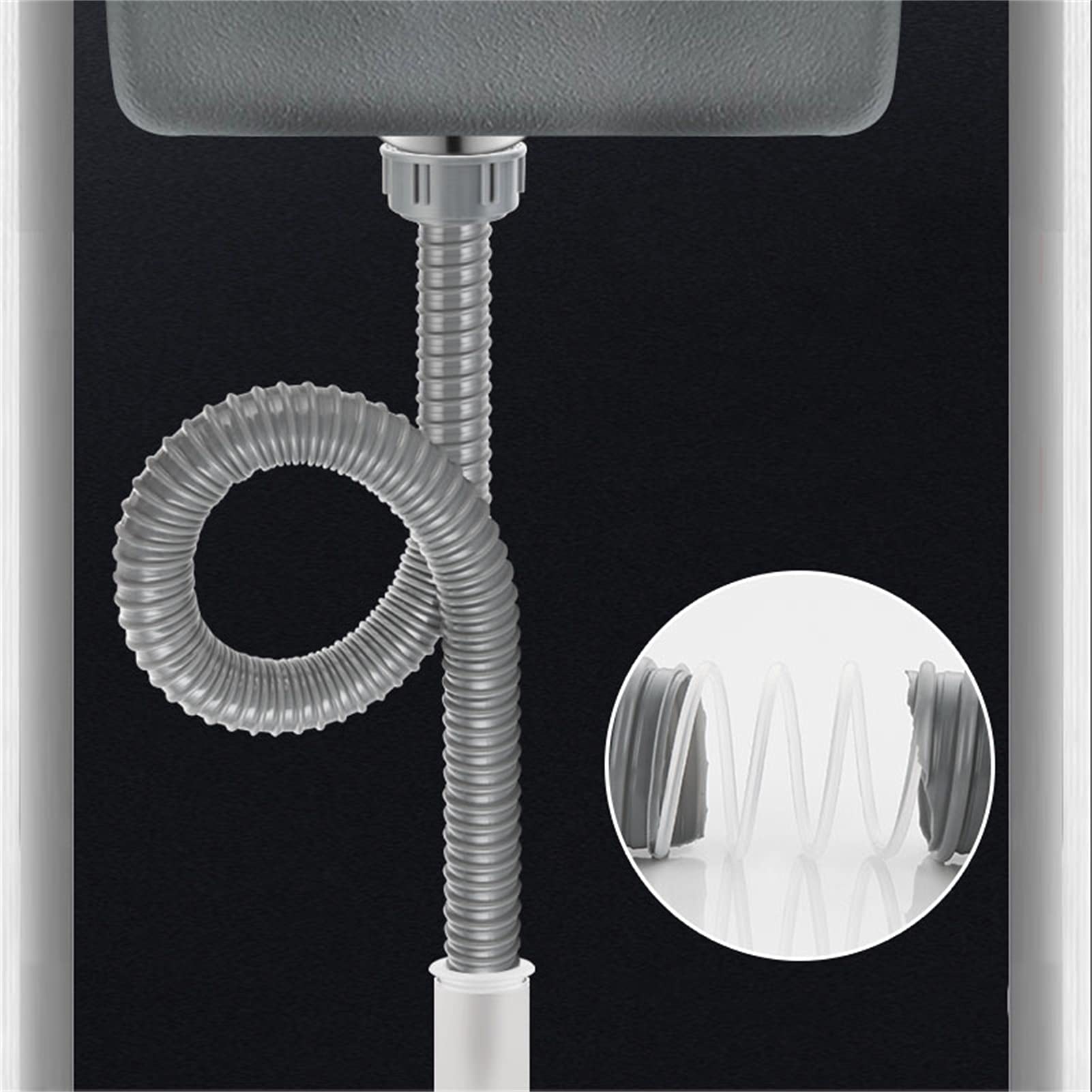 AnSafe Manguera de Drenaje, Durable Libre para doblarse Cocina Grifo Accesorios Hundir Desodorante y a Prueba de Insectos. Tubo de Entrada de Salida (tamaño : 200cm)