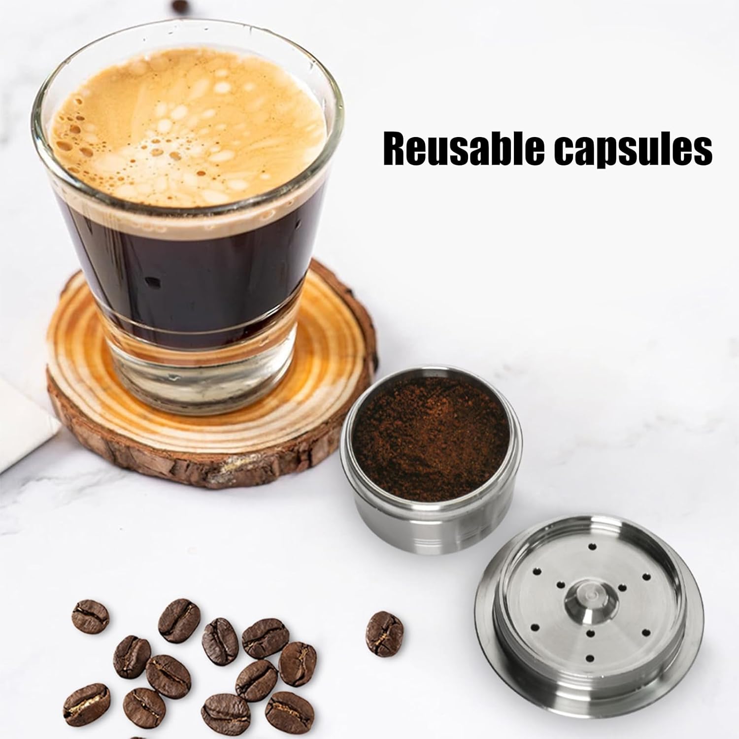 KAQNTUD ステンレススチール コーヒーポッドカップ 漏れ防止デザイン エスプレッソマシン 家庭用&amp;商業用 コーヒーマシ