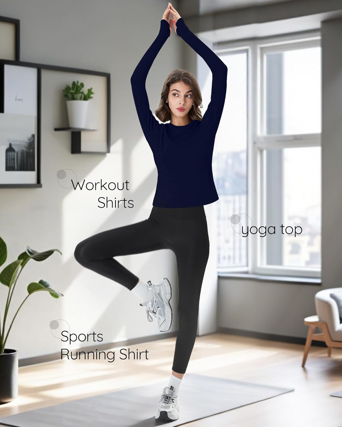 Oakgarden 4 Pack Women's Seamless Workout Shirts Long Sleeve Yoga Athletic Top Thumb Holes Raglan Crewneck Sports Running Tee