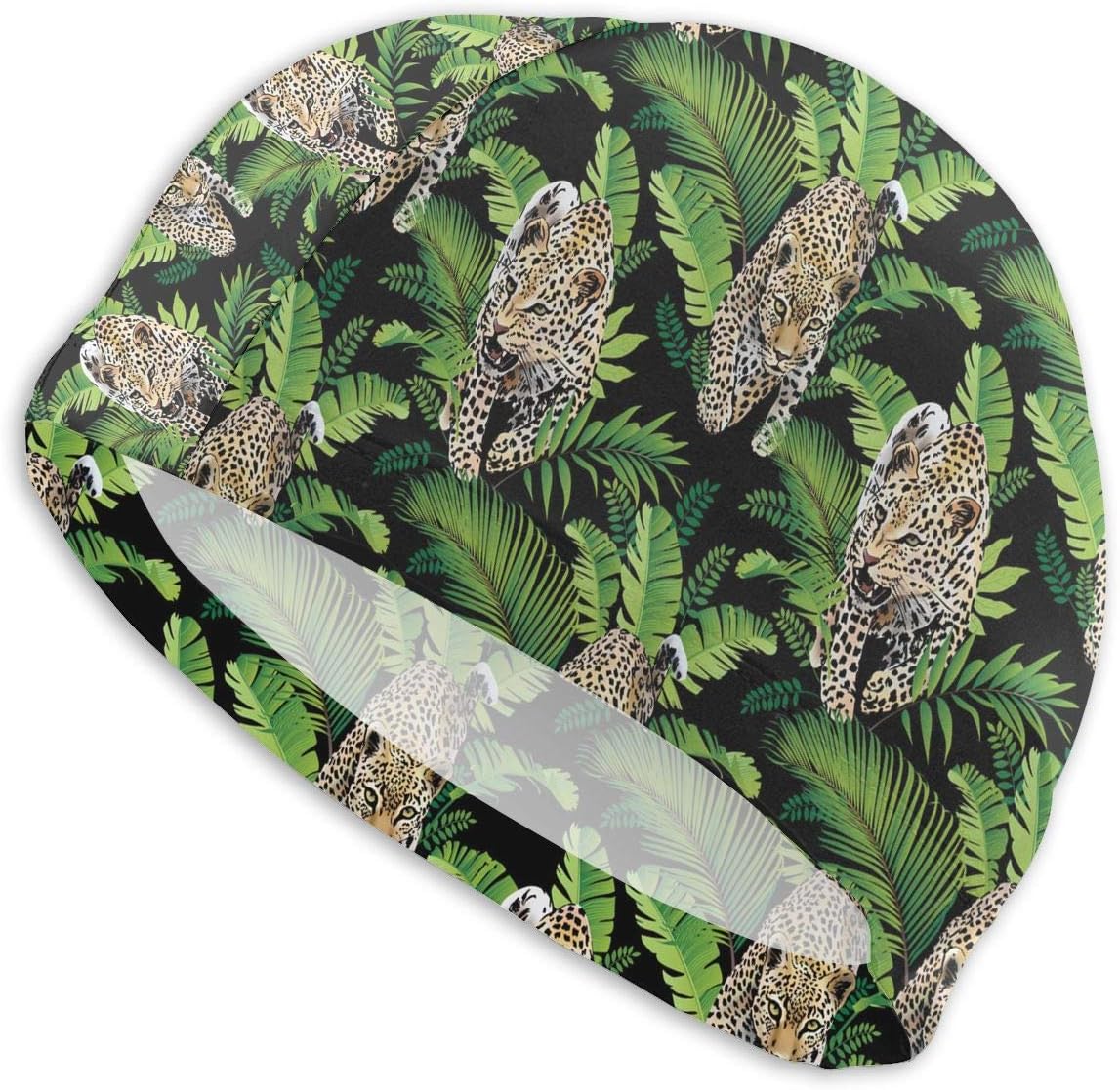 Leopards Palm Leaves Tropical Swim Cap Swimming Hat
