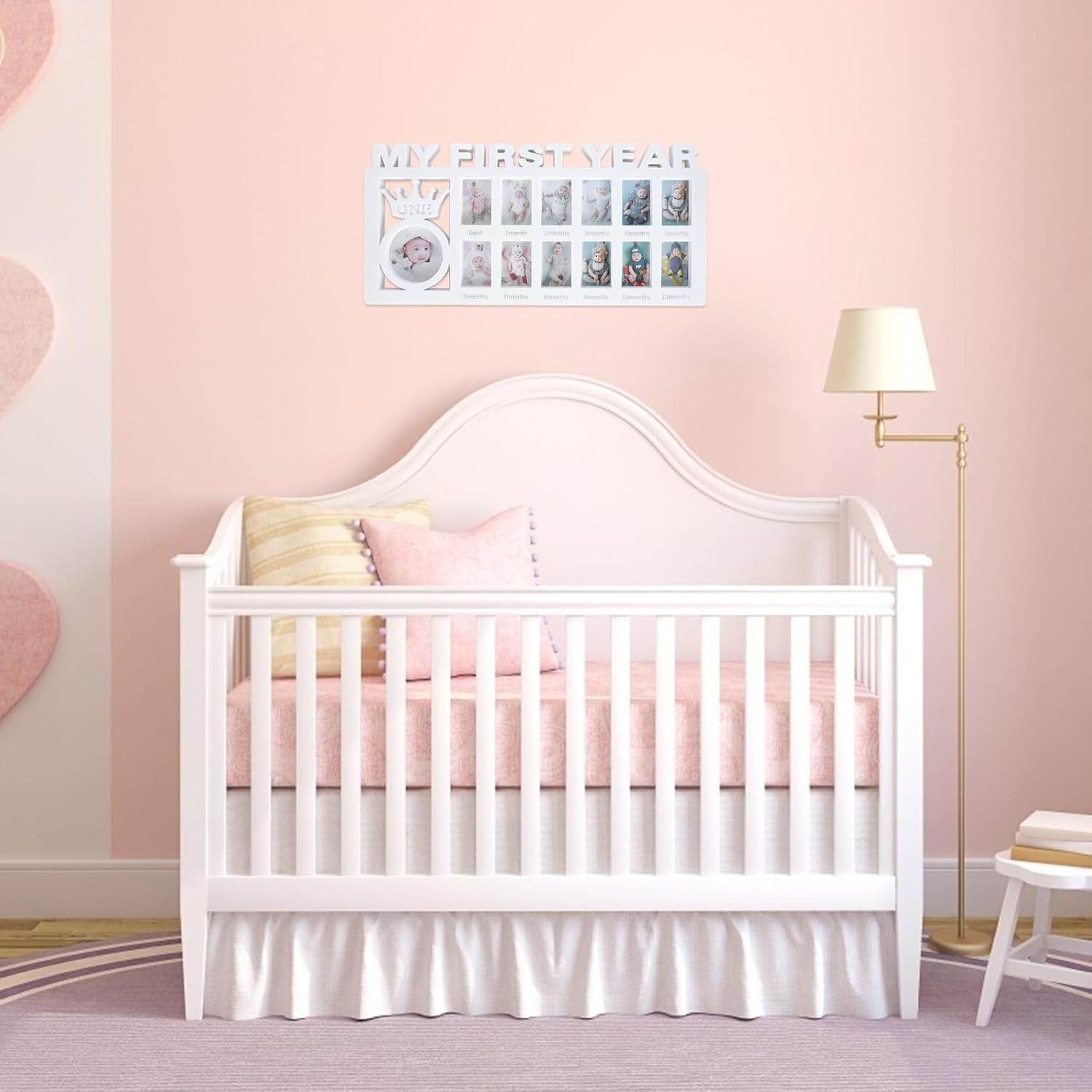 Wakauto Growth Picture Frame 12 Month Photo Frame Year Milestone Memories Photo Display for Newborns and Babies