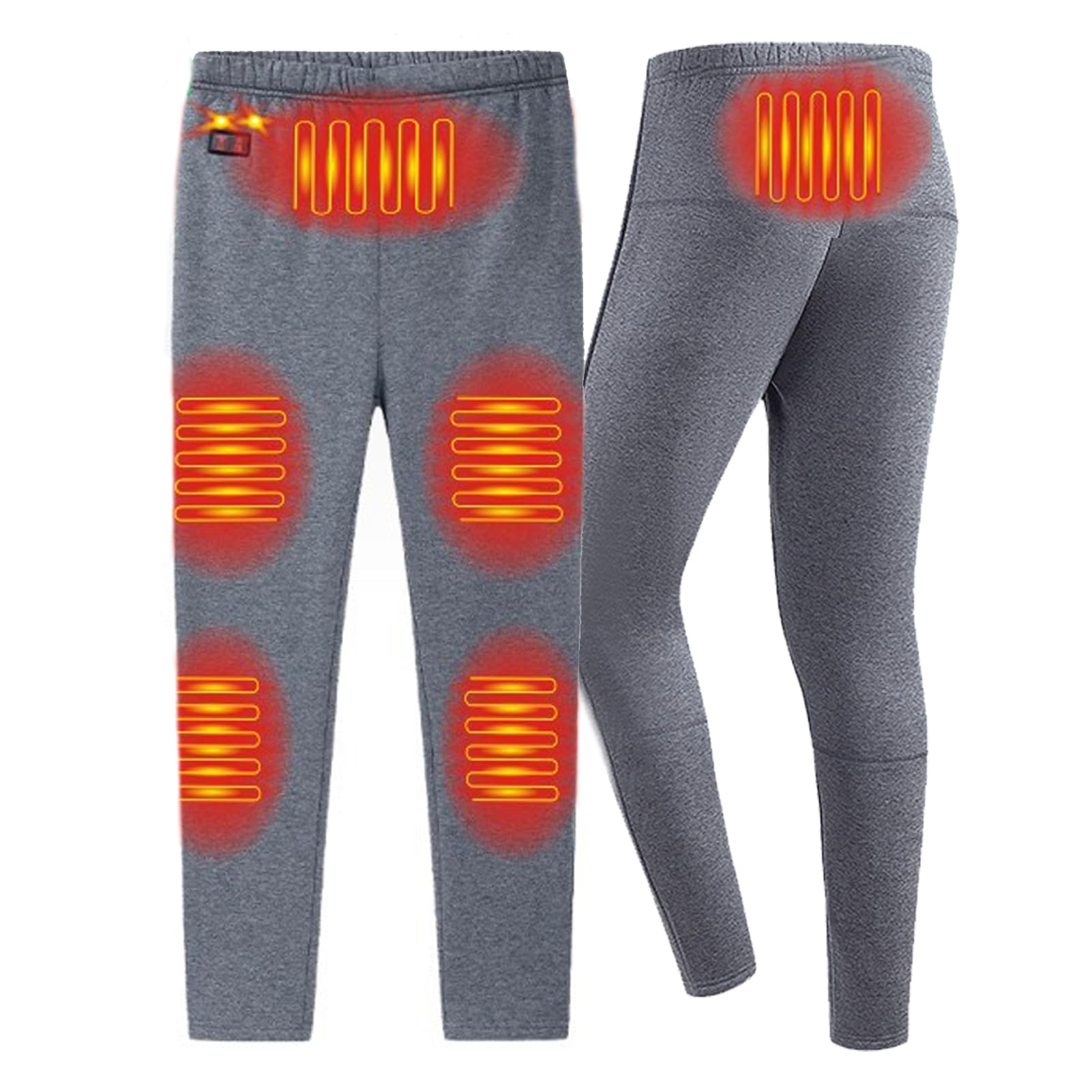 TOVCHEI Electric Heated Underwear USB Smart Heating Thermal Baselayer Underwear Unisex Washable for Winters Outdoor Sports,Gray Pants,XXL