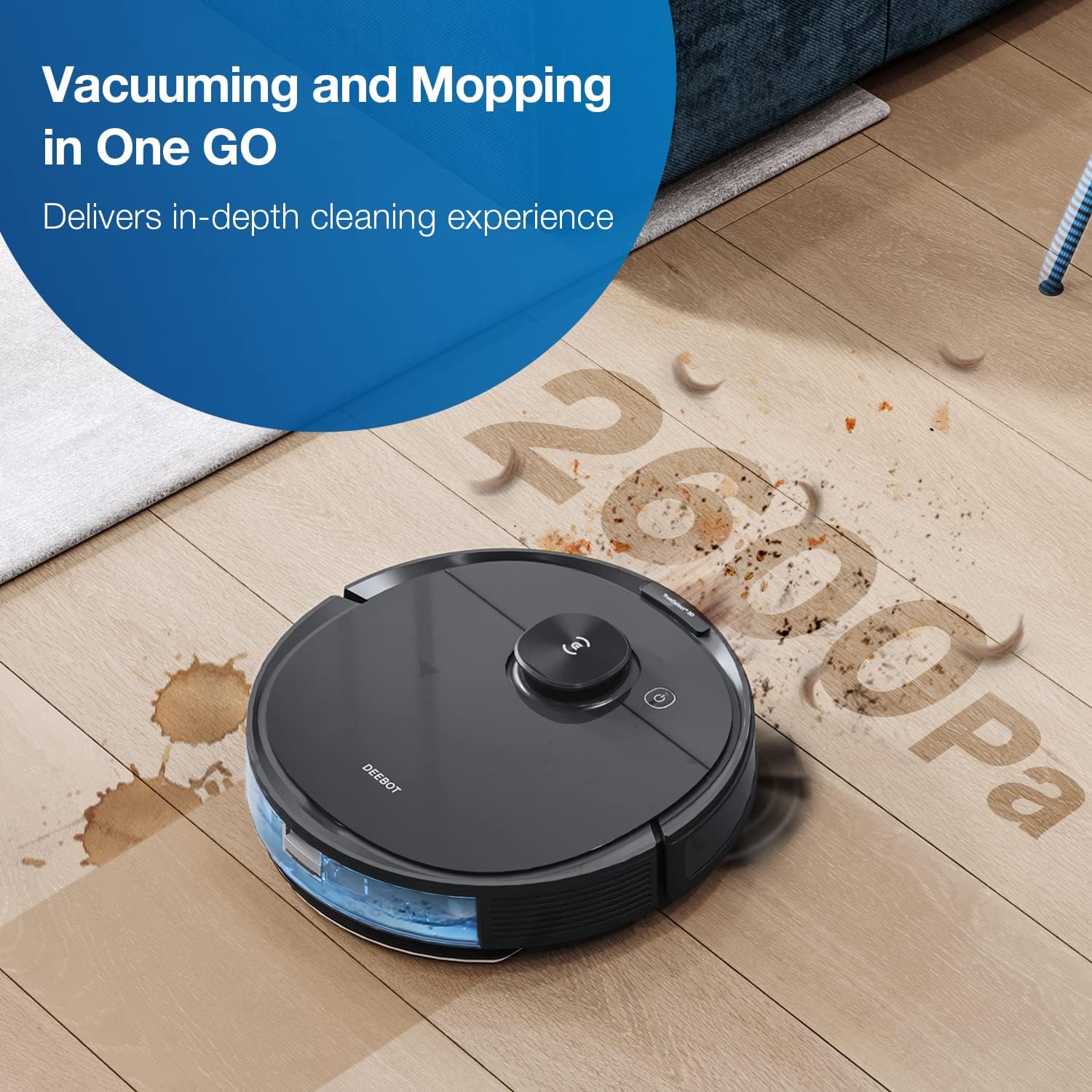 ecovacs deebot n8 pro+ robot vacuum and mop cleaner, with self empty station, 2600pa suction, laser based lidar navigation, carpet detection, multi floor mapping, personalized cleaning