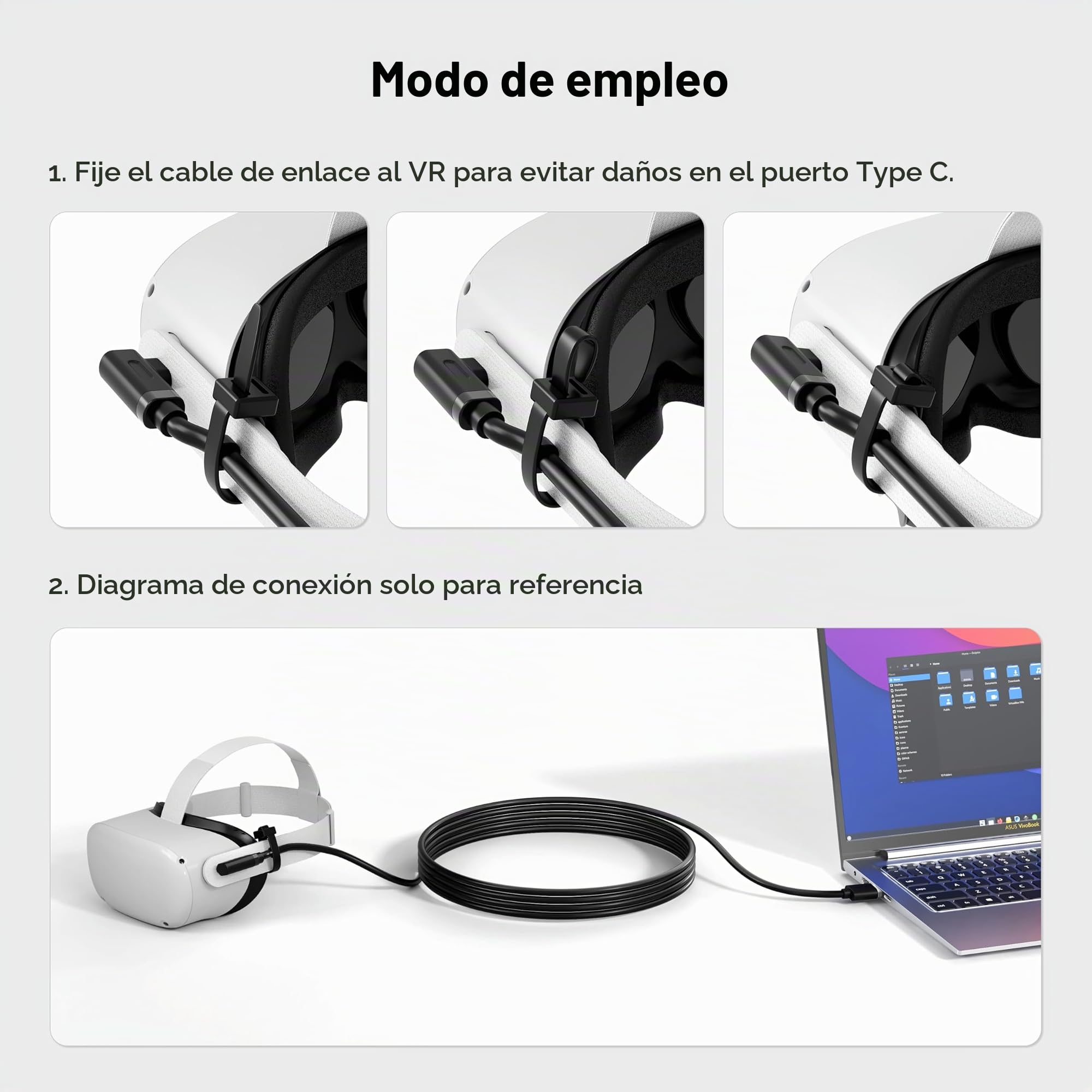 BENFEI Cable Link de 5m, Cable Link USB 3.0 a USB C con Meta Quest 3s, Quest 3 2 1, Quest Pro, Pico 4, PC Steam VR Accesorios, Transferencia de Datos de Alta Velocidad