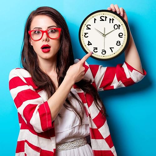 Miniatura 9 de Geek Alerts Números inusuales en sentido contrario a las agujas del reloj reloj hacia atrás con iluminación LED activada por sonido, reloj de pared