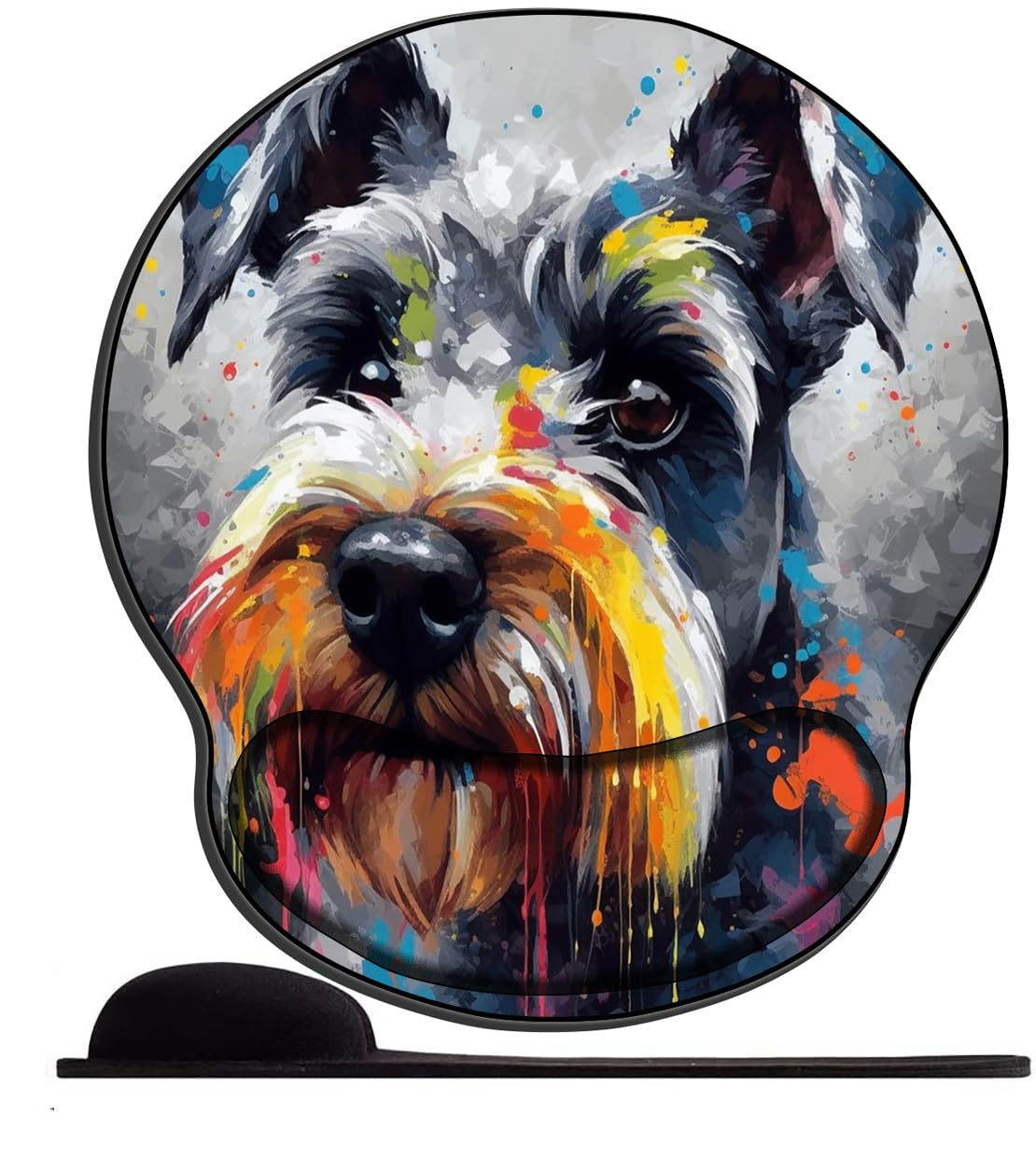 Mouse Pad with Wrist Rest Support, Gel Cute Ergonomic Mouse Mat Mousepad, Mouse Wrist Rest Pad for Laptop Computer Home Office Working Gaming Comfy-Cool Schnauzer (3)