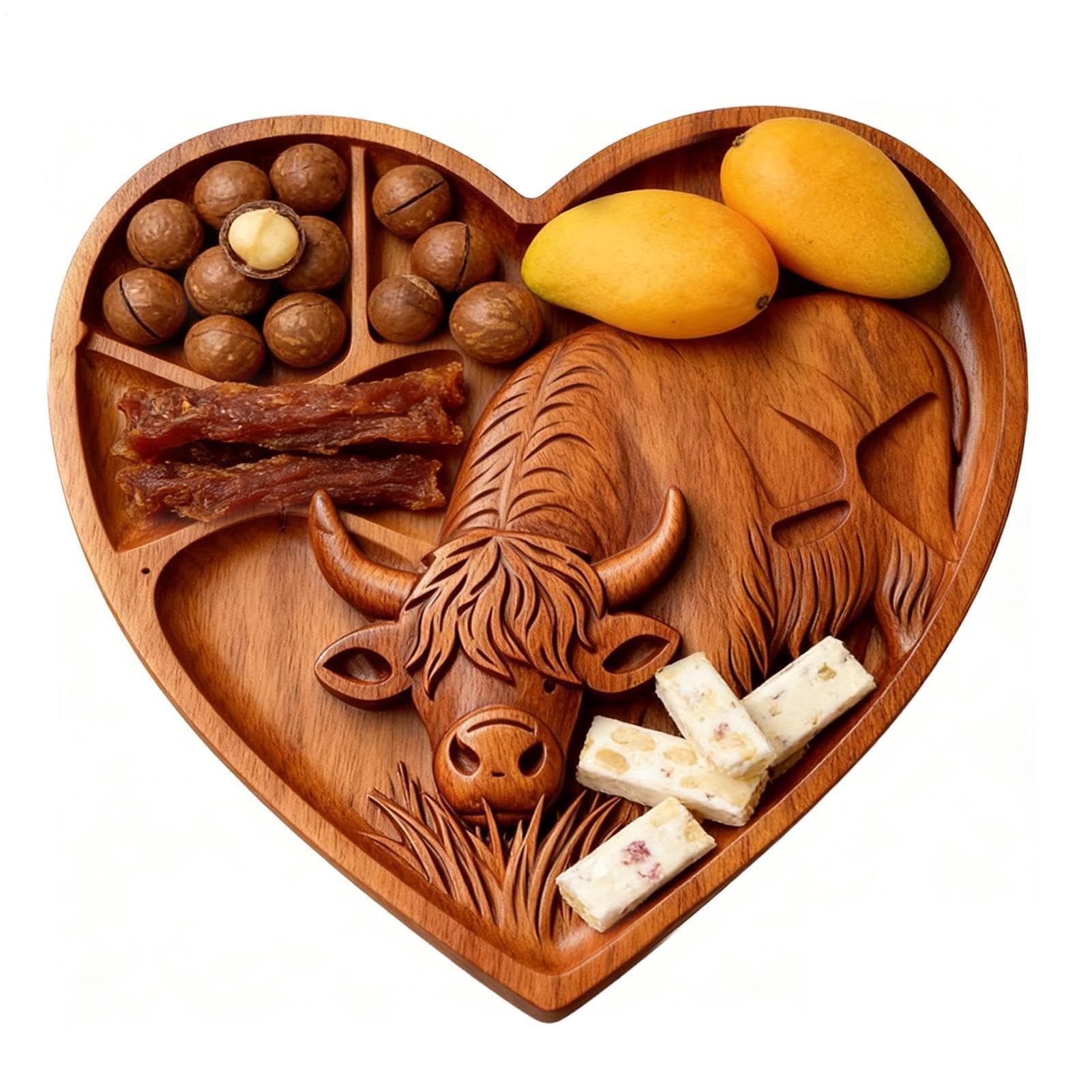 Plateau de service en bois en forme de vache pour viande fromage et collation