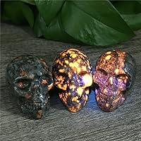 Vista 2 de TEAMWILL 2" Natural flame's Stone Quartz Skull Crystal Hand Carved Healing 1pc