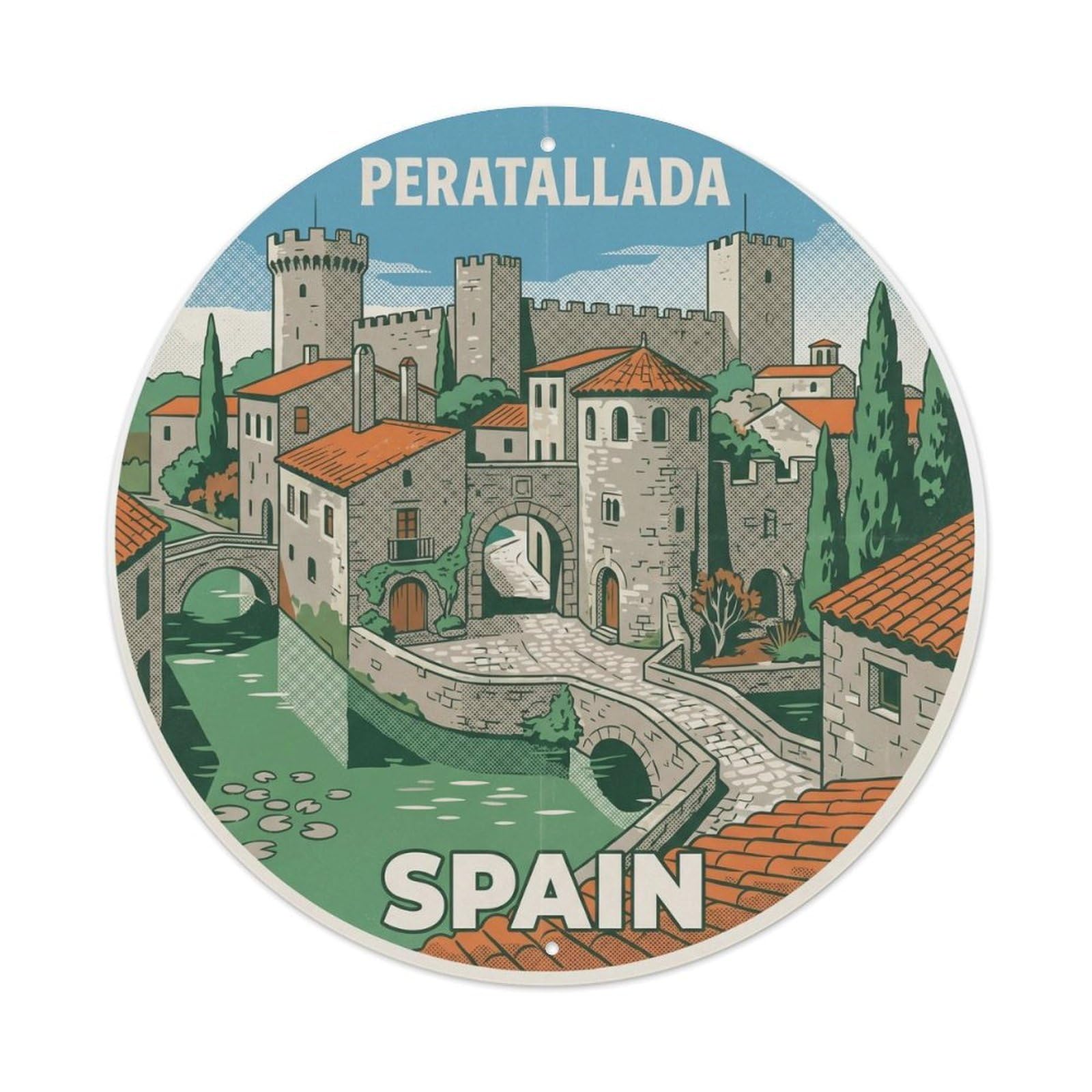 Costa Brava Peratallada Spain Cultural Travel Metal Tin Sign