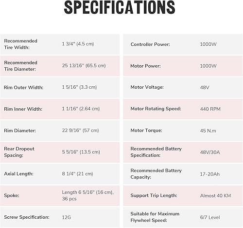 Miniatura 4 de AW Electric Bicycle Motor Kit 48V 1000W 26x175 FrontRear Wheel E-Bike Conversion Kit E-Bike Cycling Hub Conversion Dual Mode Controller