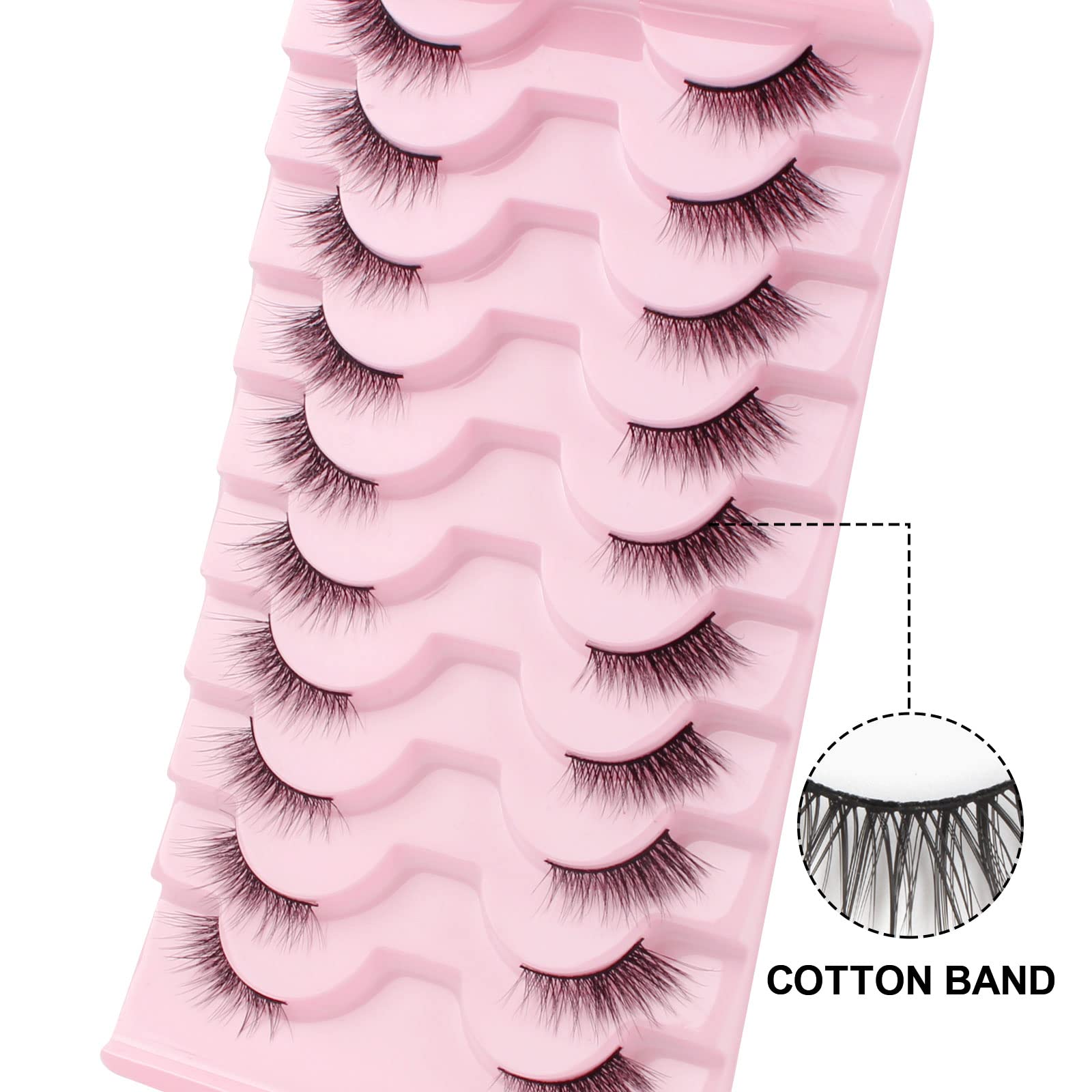 Parriparri Ciglia Finte Naturali 10 Paia Mezze Ciglia Finte Occhio di Gatto Aspetto Naturale Wispy Half Lashes Cat Eye Corner Eyelashes