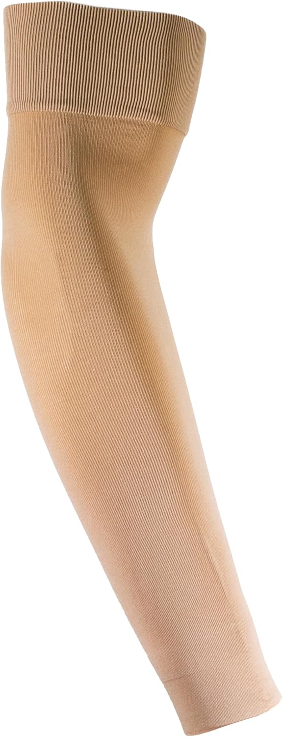 NuVein 15-20 mmHg Compression Lymphedema Arm Sleeve, Medical Support for Post Surgical Swelling Recovery, Beige, Large