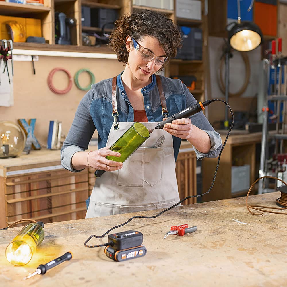 Kit MakerX Rotationswerkzeug + Lötkolben 20 V WORX | PowerShare | WX988-1 2Ah Akku mit Indikator, 1 Ladegerät