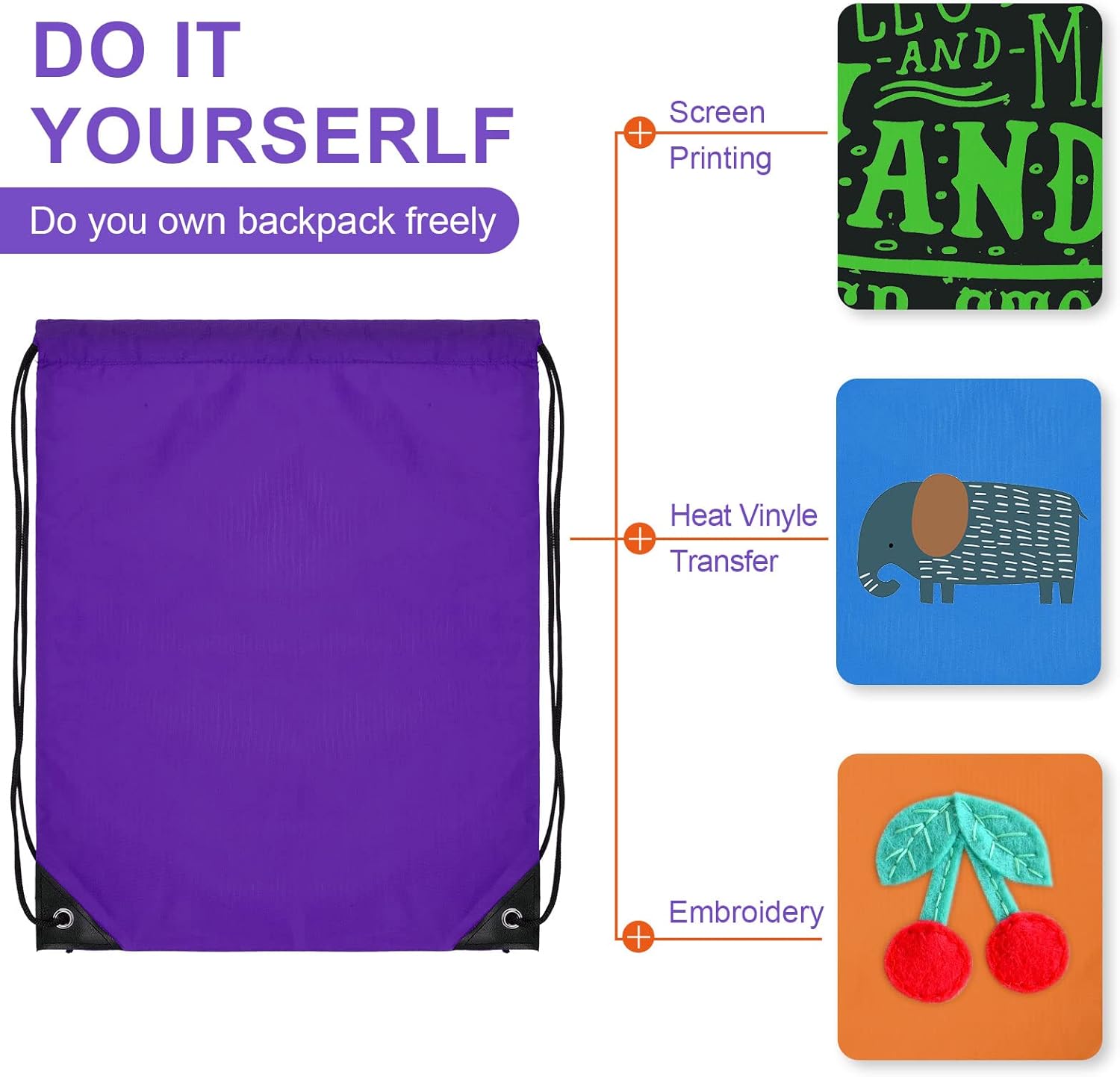 Shappy 100 Pieces Drawstring Bag Gym Portable String Sack Backpacks Polyester Blank Cinch Drawstring Bags for Sports Travel DIY Gift Storage Set, 10 Colors - Image 5