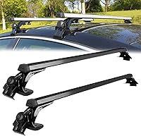 FlynsuAUTO Universal 48" Black Aluminum Roof Rack Cross Bars - 165 lbs Capacity, Easy No-Drill Install for Bare Roofs