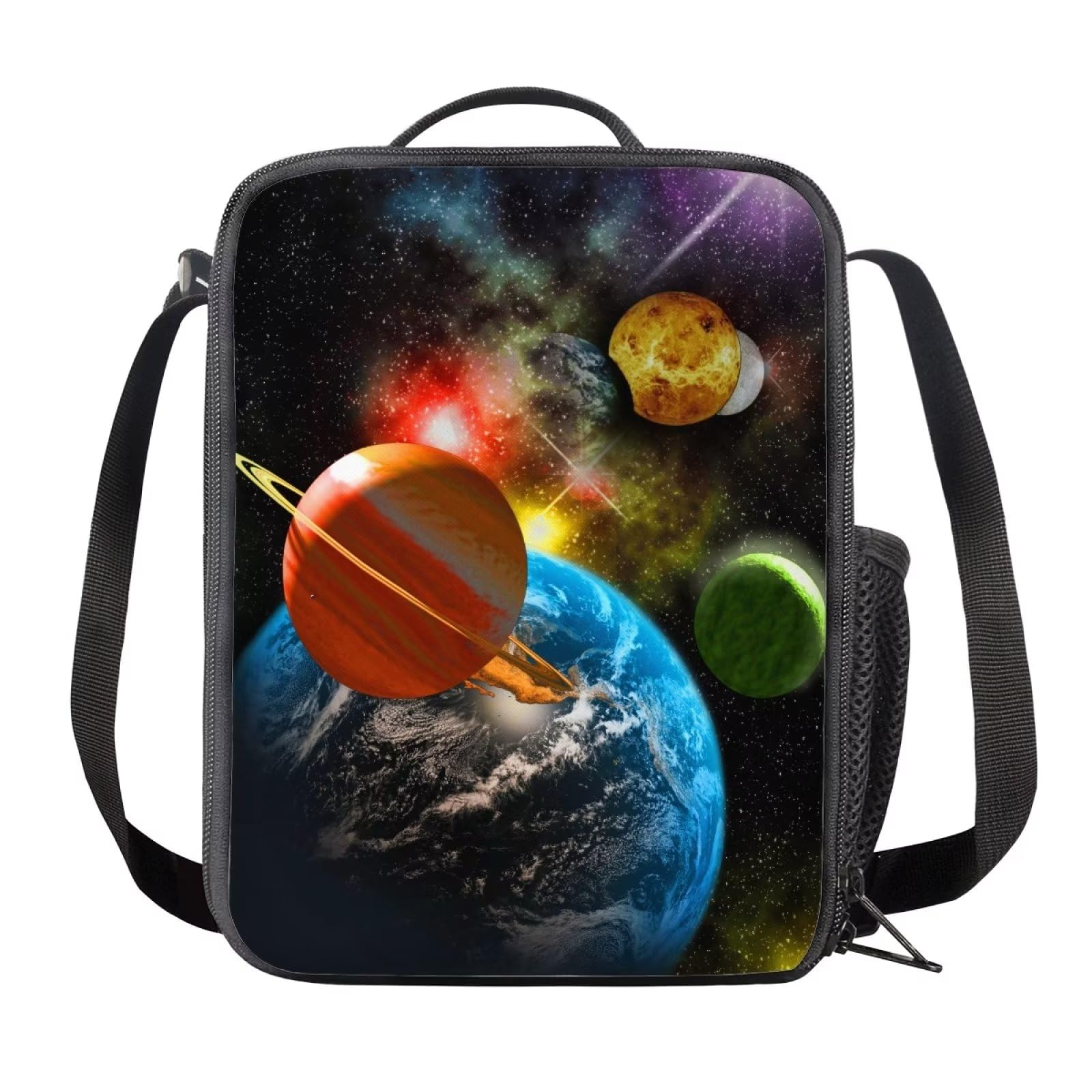 NETILGEN Boys School Packed Lunch Bag Dinner Food Container Lunchbox Bag for Teens Lunch Boxes Holders with Adjustable Strap, Galaxy Planet โ image 1