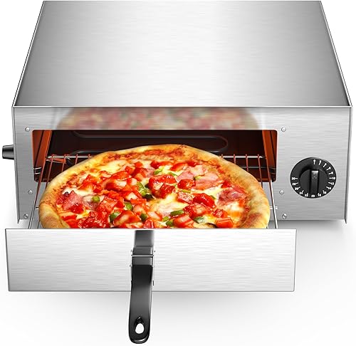 Miniatura 8 de SIMOE Horno de pizza para interiores, horno de pizza de 1450 W para interiores con temporizador de 30 minutos, encimera eléctrica multifuncional con