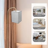 Vista 4 de Pantalla rectangular de lino para lámpara de tela blanca con clip, cubierta de luz, reemplazo de pantalla gris claro