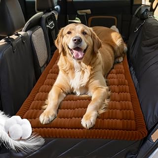 Backseat Pet Bed Mat, Plaid Dog Bed for Car Back Seat, Flannel Dog Covers for Loveseats, Non-Slip Travel Pet Mat, Custom Fit for Backseat Extenders and Seat Covers, 54"x24.8", Brown - Amazon product rated Grade A