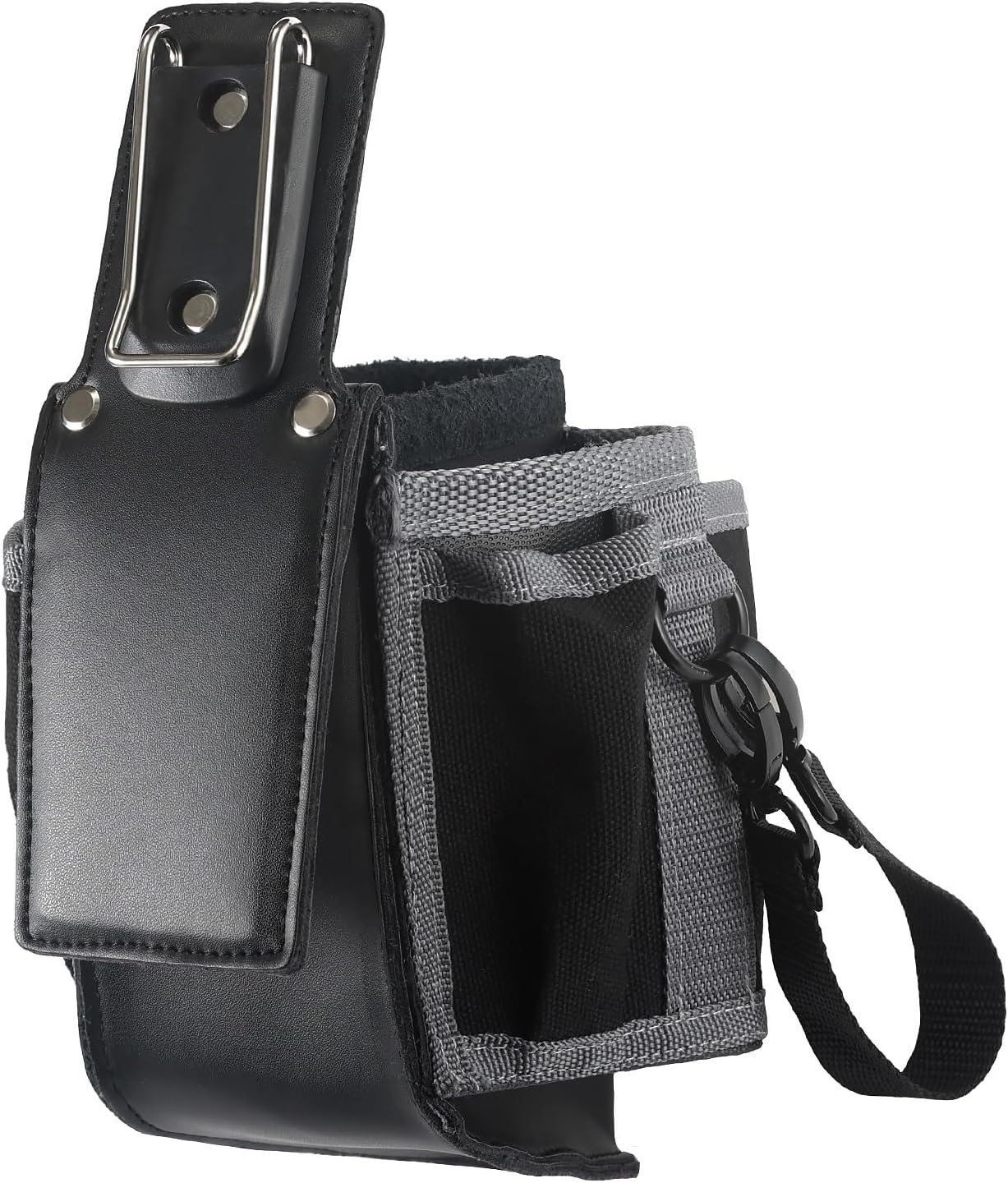 MP2X Leather Backed Medium-Sized Tool Pouch, Heavy Duty Tool Organizer with 11 Pockets, Belt Clip & D-Rings, Practical Medium-Sized Tool Bag for Electrician, Construction, Worksite