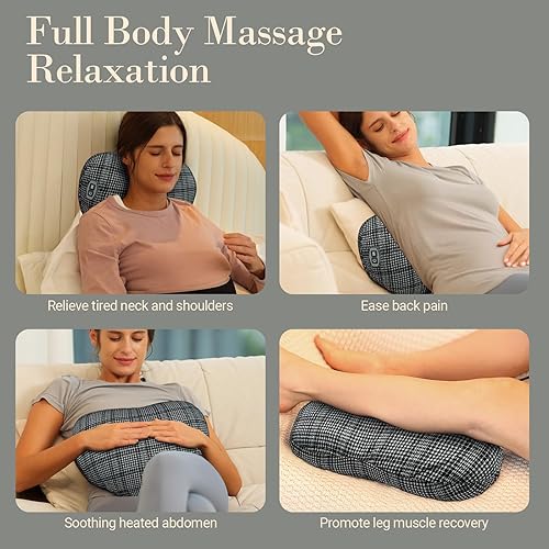 Miniatura 7 de Masajeador de espalda para aliviar el dolor, masajeador inalámbrico de cuello y espalda de 120 minutos, almohada de masaje de felpa agradable a la