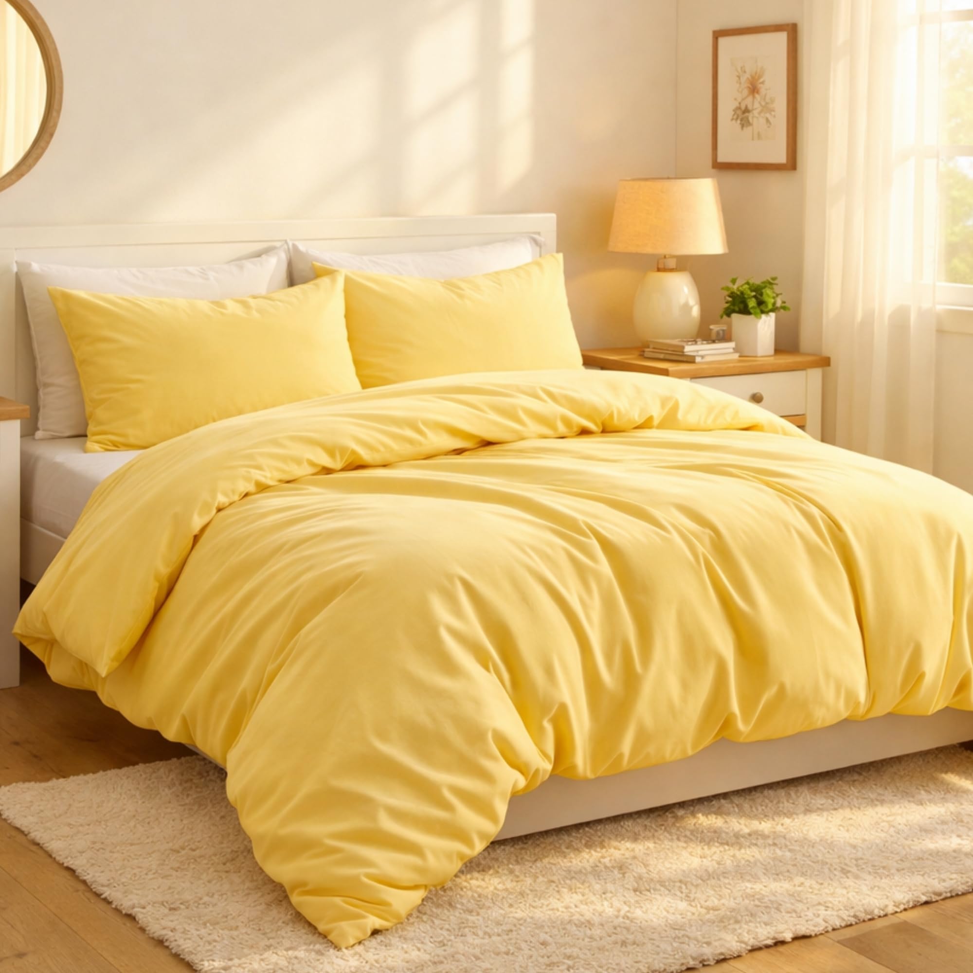 AQS INTERNATIONAL - Plain Double Duvet Cover Set - Ultra Soft Brushed Microfiber Ochre Bedding Set with Pillow Cases - Breathable Durable Easy Care Comfortable Luxury Bedroom Bedding for Home — image 1
