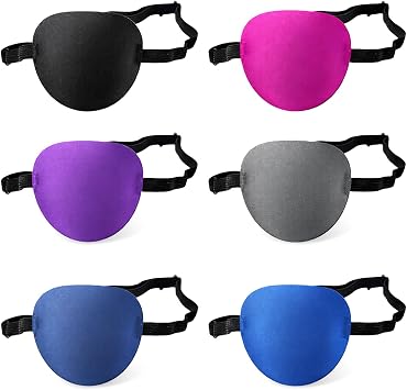 Eye Patches for Adults 6 Pcs, 3D Concave Design Pirate Medical Eye Patch for Left or Right Eyes Soft Adjustable Eyepatch for Lazy Eye Amblyopia Strabismus or After Surgery Six Colors