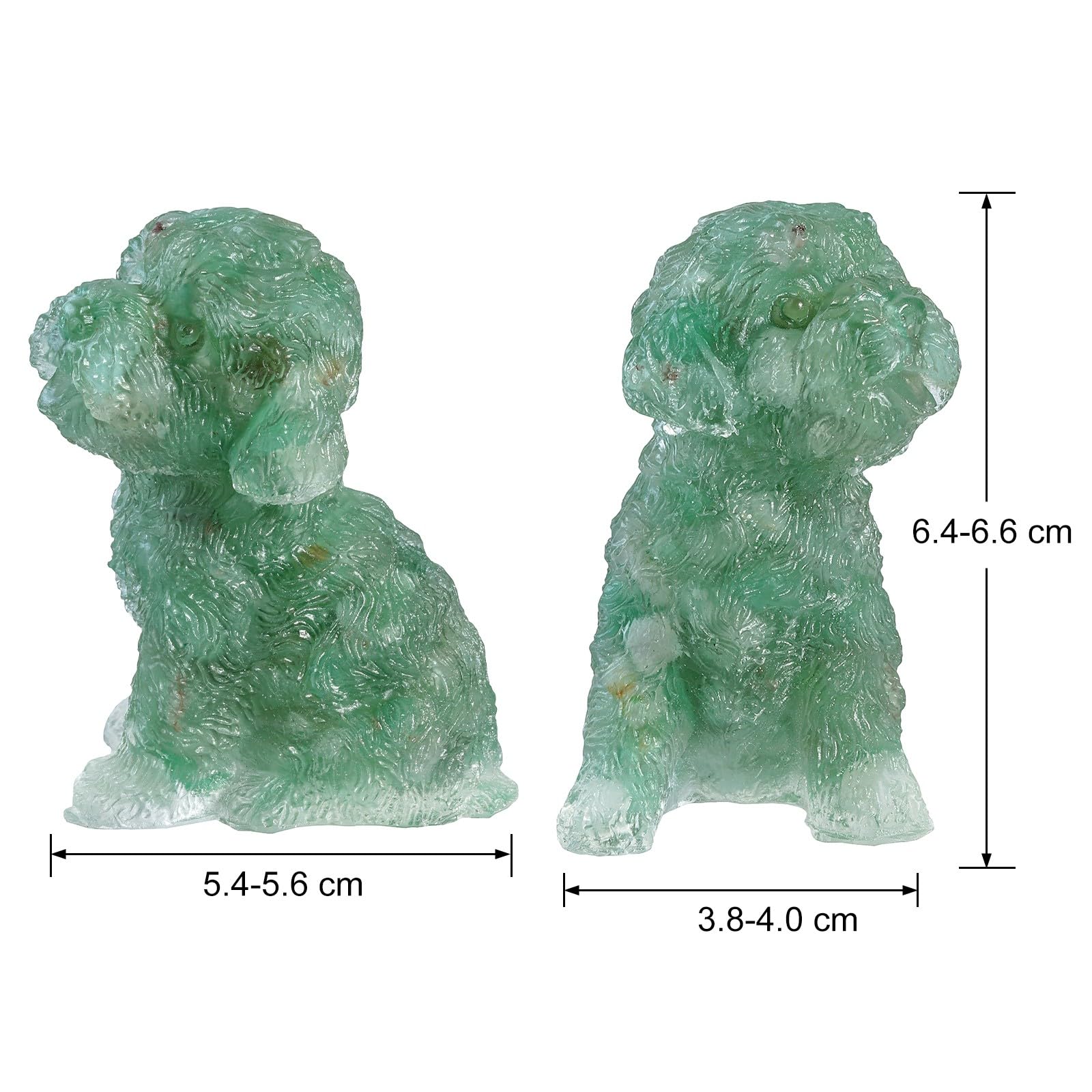 Nupuyai Green Aventurine Crystal Stone Statue Poodle Dog Figurine - Image 2
