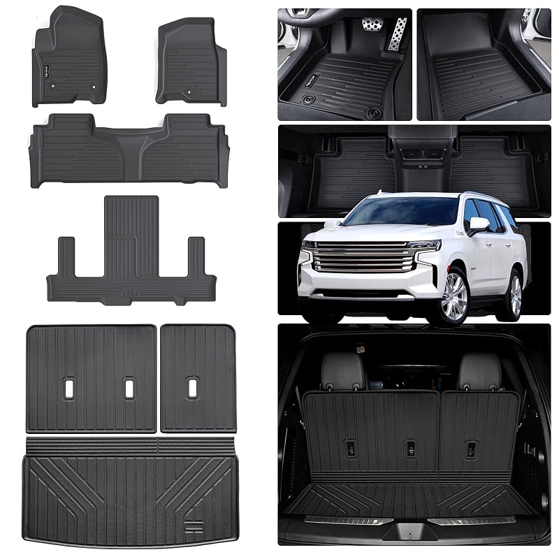 Kit de tapetes automotivos e forros para porta-malas AltraVos em TPE para Chevrolet Tahoe, GMC Yukon e Cadillac Escalade 2021 a 2026, 7 lugares
