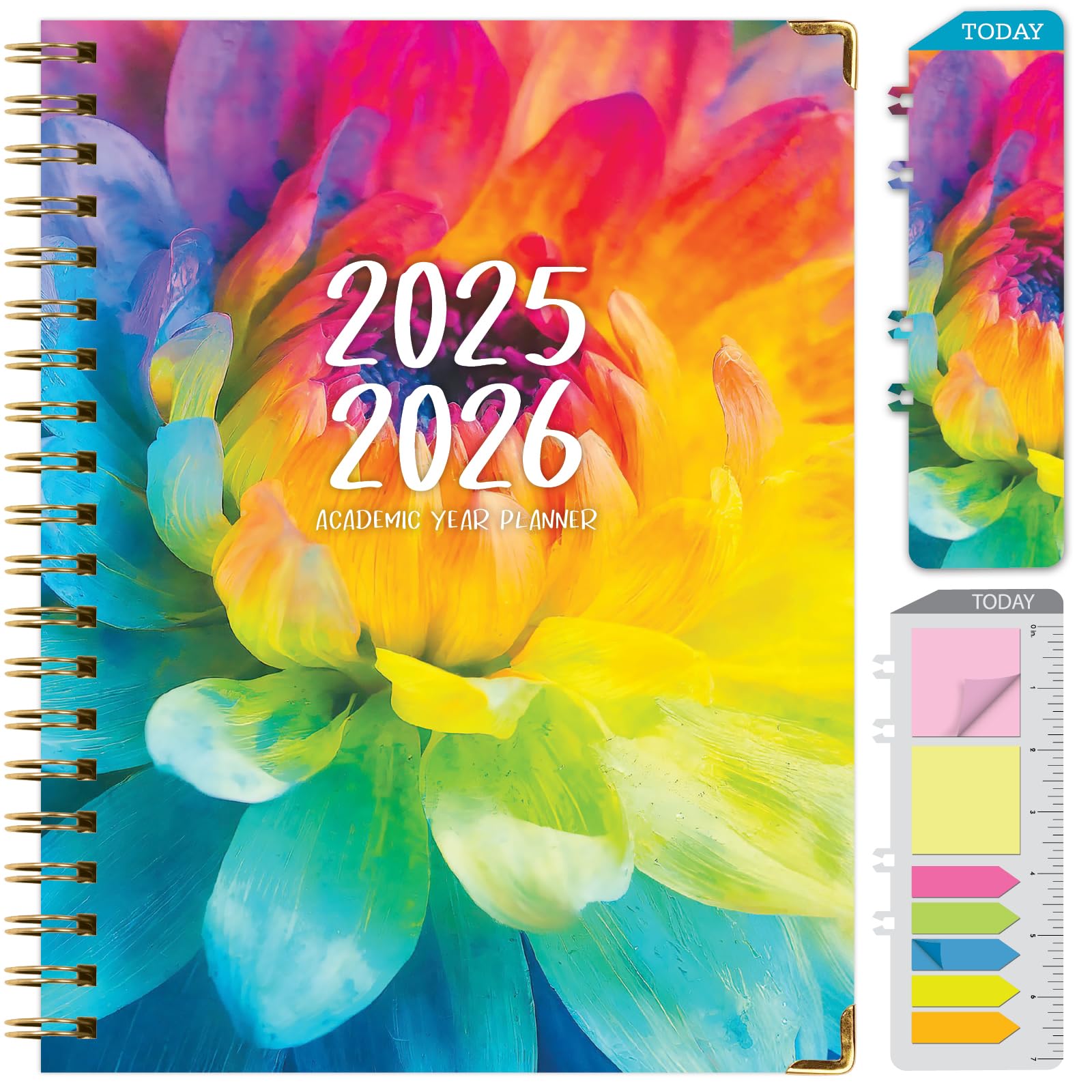 HARDCOVER Academic Year 2025-2026 Planner: (June 2025 Through July 2026) 8.5"x11" Daily Weekly Monthly Planner Yearly Agenda. Bookmark, Pocket Folder