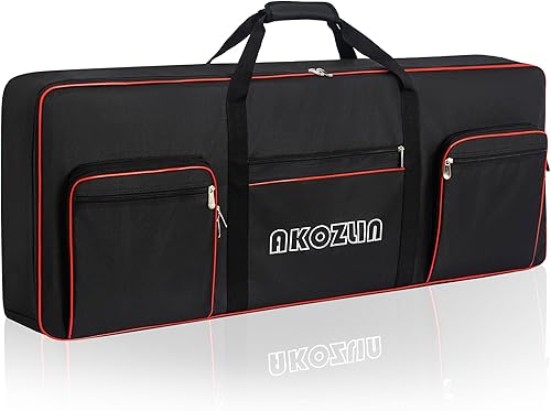 Funda para teclado de piano eléctrico de 61 teclas con correas ajustables y 5 bolsillos para accesorios de teclado, funda de teclado de 61 teclas de