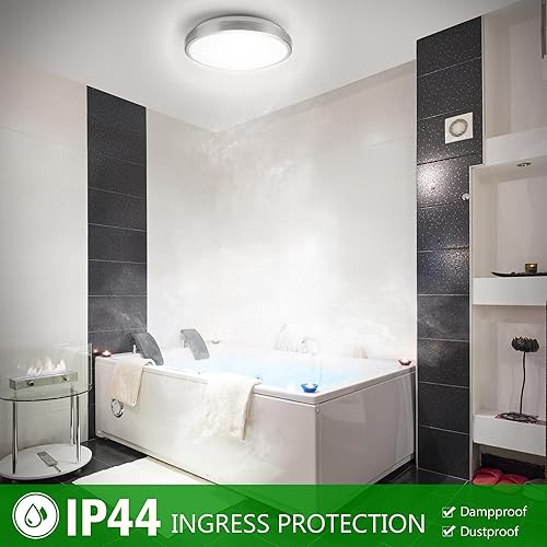 Miniatura 6 de JACKYLED Lámpara de techo LED de 12 pulgadas, 5 temperaturas de color, montaje empotrado, níquel cepillado, 20 W, 1260 lm, lámpara de techo