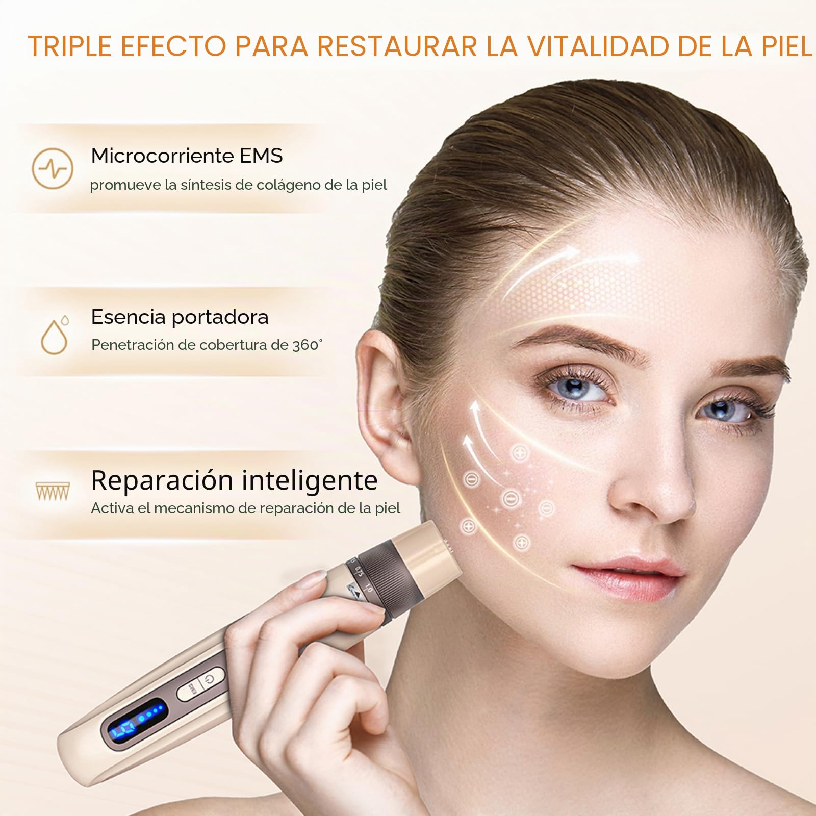 Hydra.pen H5 Microneedling Pen Profesional Inalámbrico, Microneedle Aplicador de Suero con Microcorriente EMS y Pantalla LED, Para Cuidado de la Piel, Arrugas, Cicatrices y Caída del Cabello, Oro