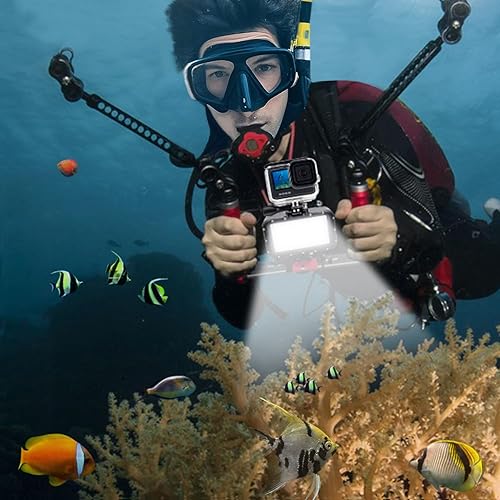 Miniatura 6 de Suptig Luces subacuáticas 84 LED de alta potencia regulable, impermeable, luz de video LED, impermeable, 164 pies (164.0 ft) para cámaras Gopro