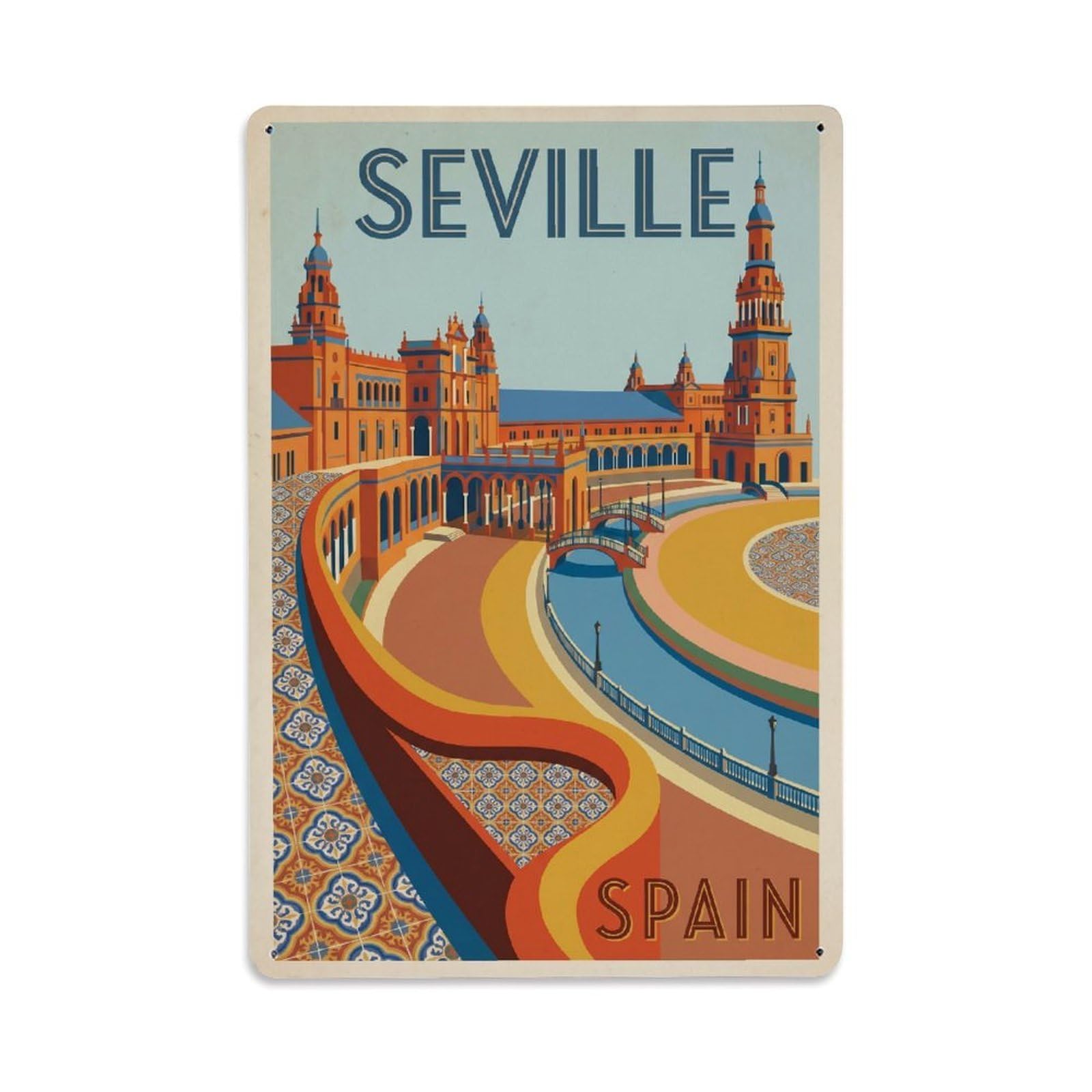 Spain Seville Vintage Travel Metal Tin Sign
