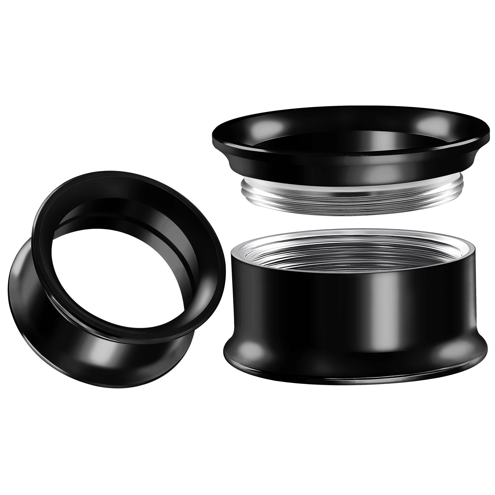 Internally Threaded Surgical Steel Black Double Flared Tunnel Piercing Jewelry Stretcher Ear Plug Earring Lobe Tunnel