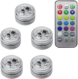 PIWINE Luces flotantes para piscina, luces de buceo luminosas LED con control remoto, vela impermeable, pequeña atmósfera de té, luces de coche, baño temporizado, jarrón de pecera, luces flotantes de