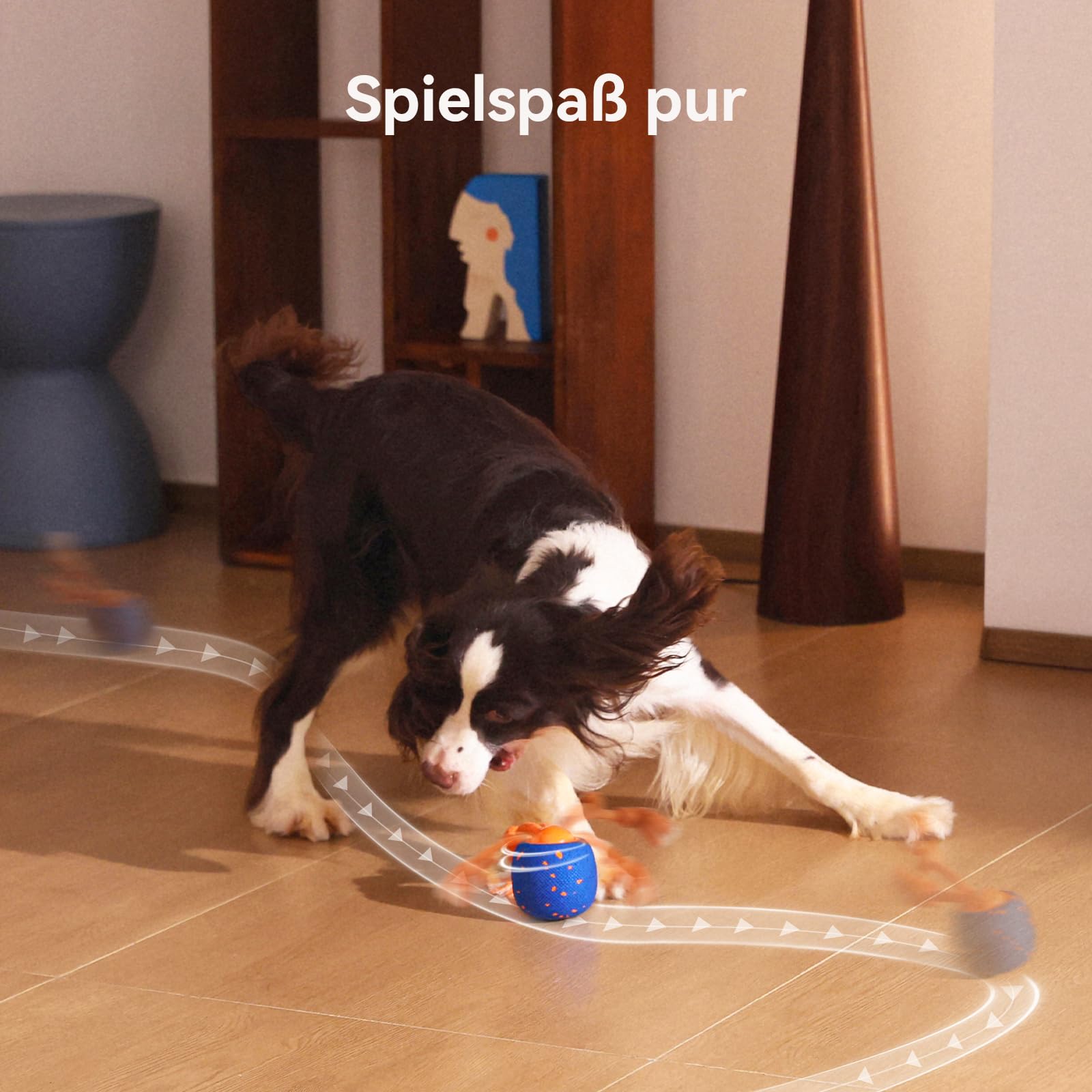 Cheerble Interaktiver Hundeball - Wicked Ball Rolly mit Seil & Bellen, Intelligentes Interaktives Hundespielzeug mit 3 Spielmodi, E-TPU, USB-C aufladbar, Geeignet für kleine bis große Hunde, Blau