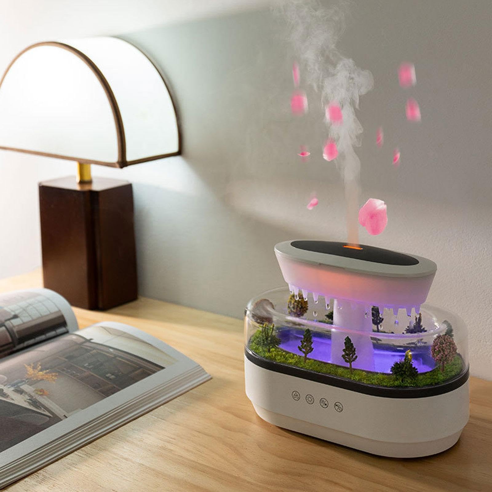 perfk Diffuseur d'huiles essentielles, veilleuse, d'air en Forme de Goutte de Pluie, diffuseur d'arôme Multifonctionnel pour Chevet, Bureau,