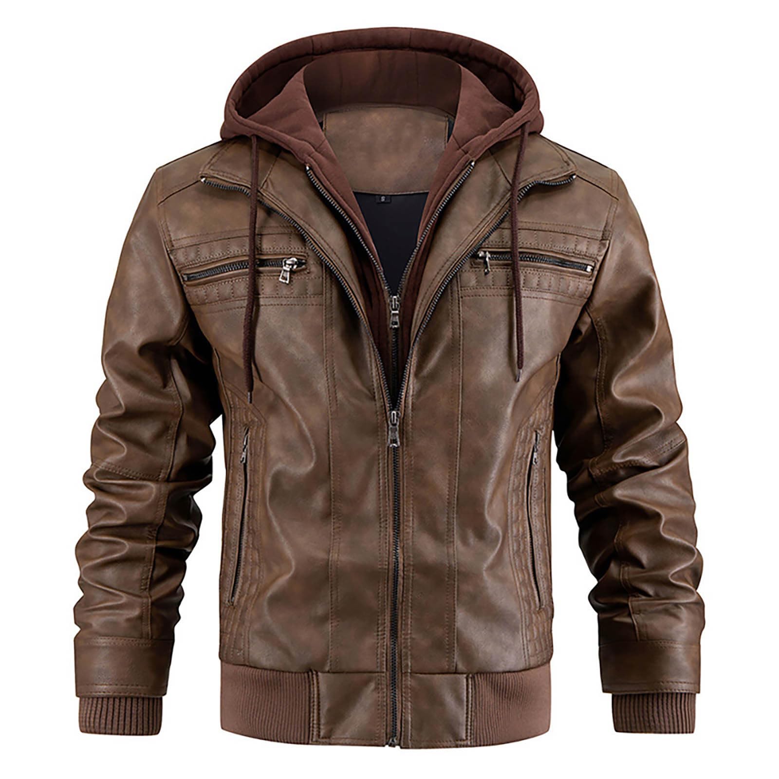 Chaqueta cortavientos con capucha para hombre, ligera, informal, de temporada, de piel sintética con construcción cómoda para caminar, senderismo, viajes, viajes y capas de clima suave