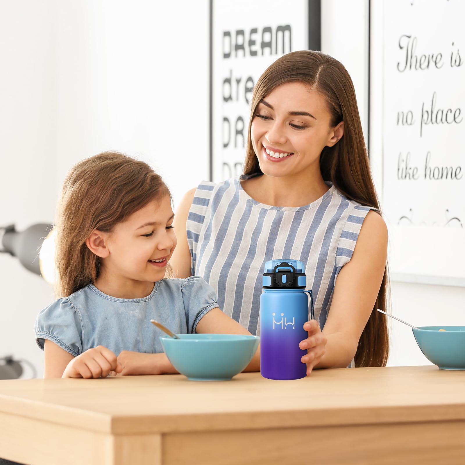 Botella Acero Inoxidable 500ml, Botella Agua con Pajita, Doble Pared al Vacío, Termo sin BPA, a Prueba de Fugas, Fácil de Abrir, Cantimplora Termica para Colegio, Escuela, Excursiones — view 7