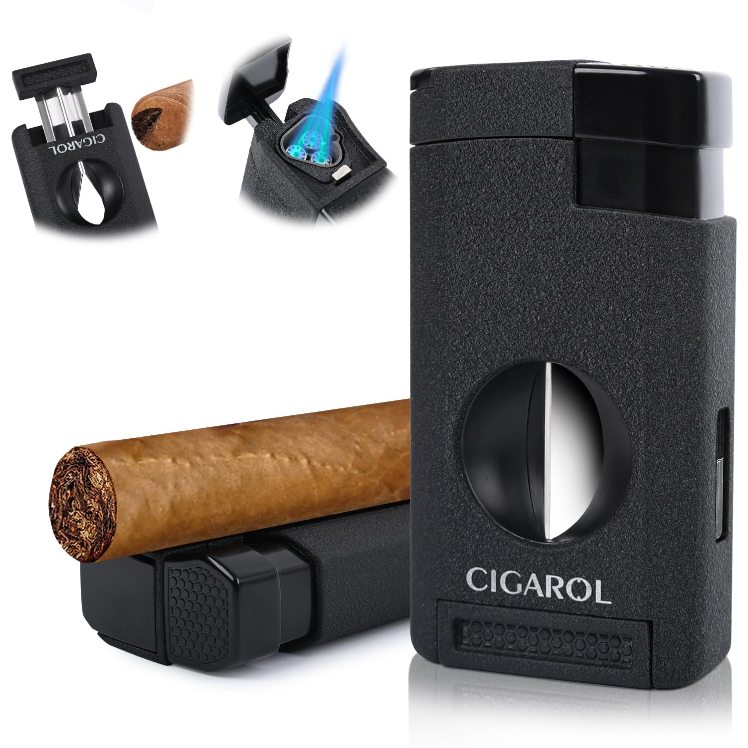 Briquet tempête 3 jet flammes idéal pour les soirées cigare au club