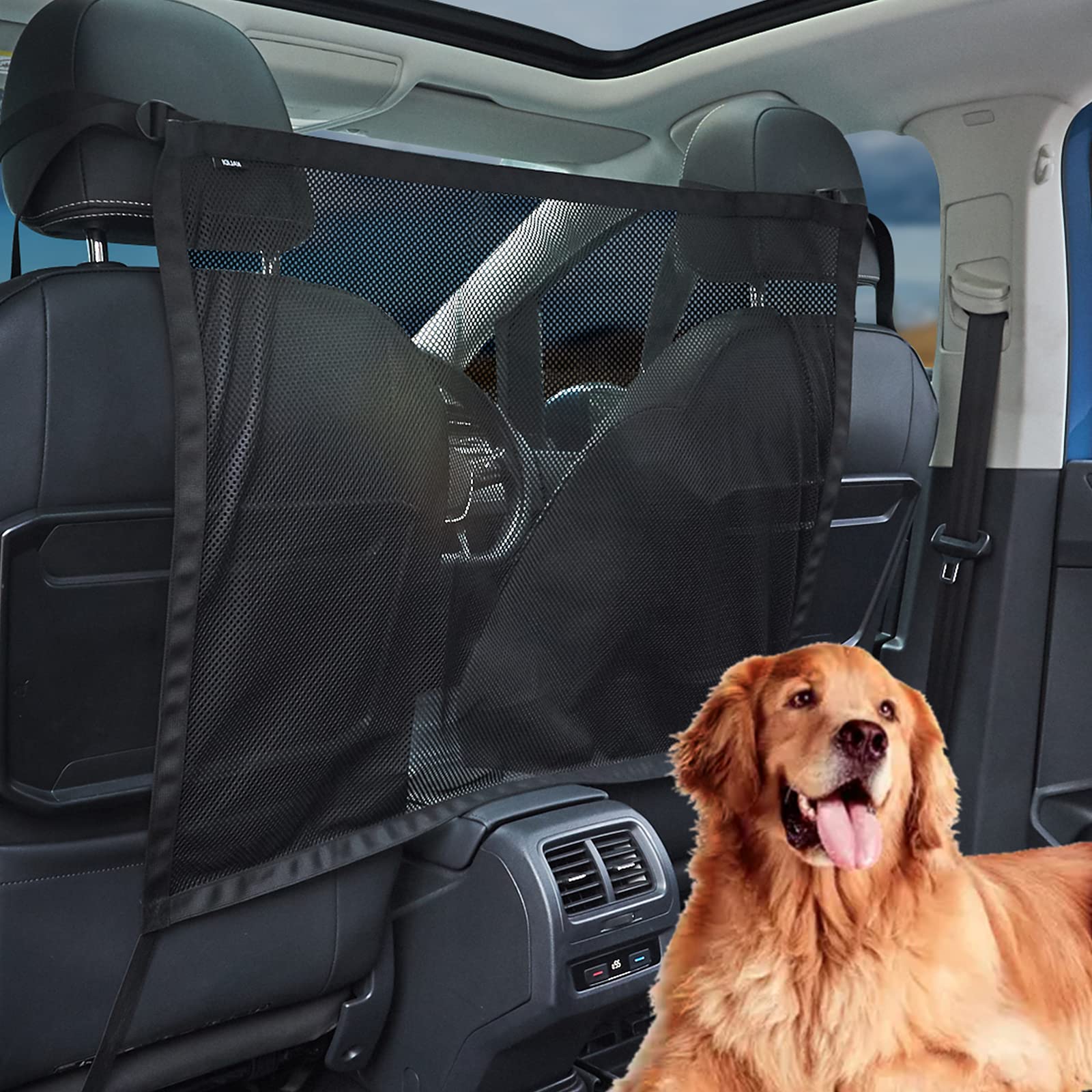 KALIDI Safety Mesh Net, Seat Back Barrier Net Dog Cat Kids Drivers Safety Travel Safety 90-105 cm Car SUV Truck (L-31x24)